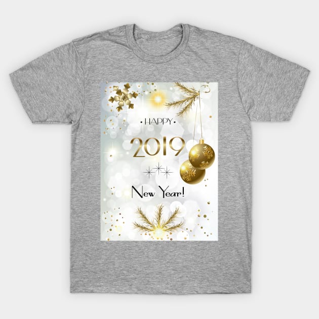 2019 Winter Holiday Christmas & Happy New Year Greeting Card T-Shirt by sofiartmedia